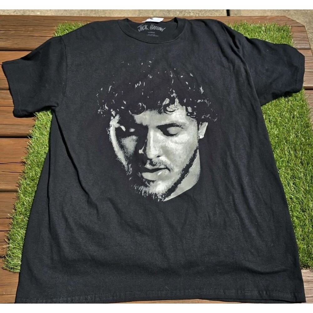 Brand New Jack Harlow Men's Short Sleeve Crew Neck T Shirt Headshot Black Size L